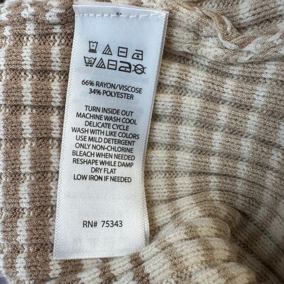 Sincerely Jules Halter Knit Crop Top WMNS M Beige Tan Brown Ribbed Check Pattern - Picture 7 of 7